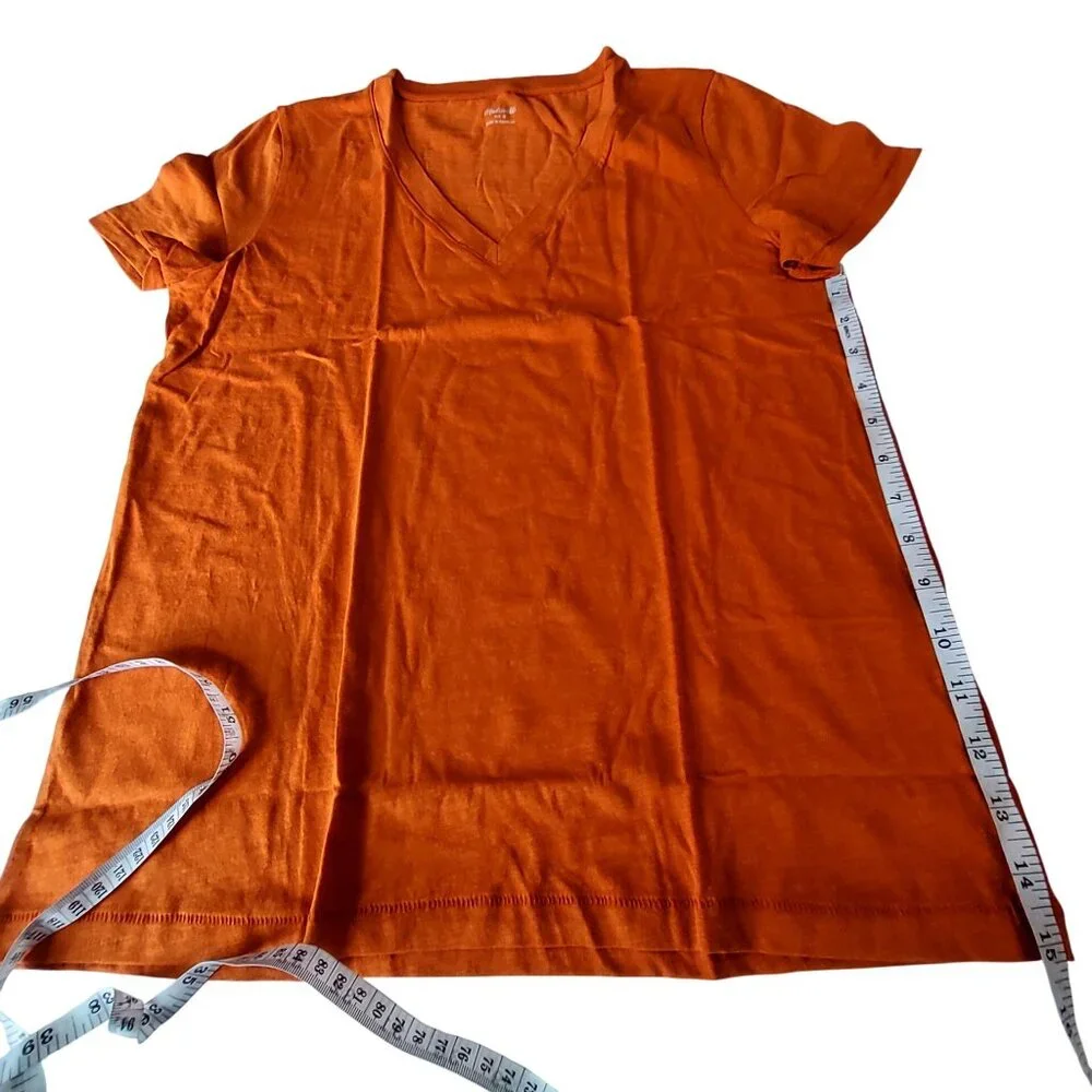 Madewell Womens V-Neck Short Sleeve T-Shirt Orange Size S Lightweight - Picture 4 of 9